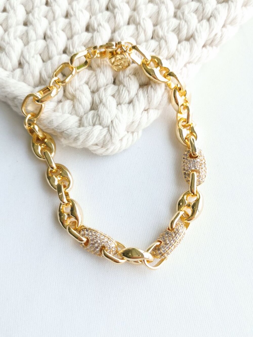 Kendra Scott Bailey Gold White CZ Pave Chain Bracelet